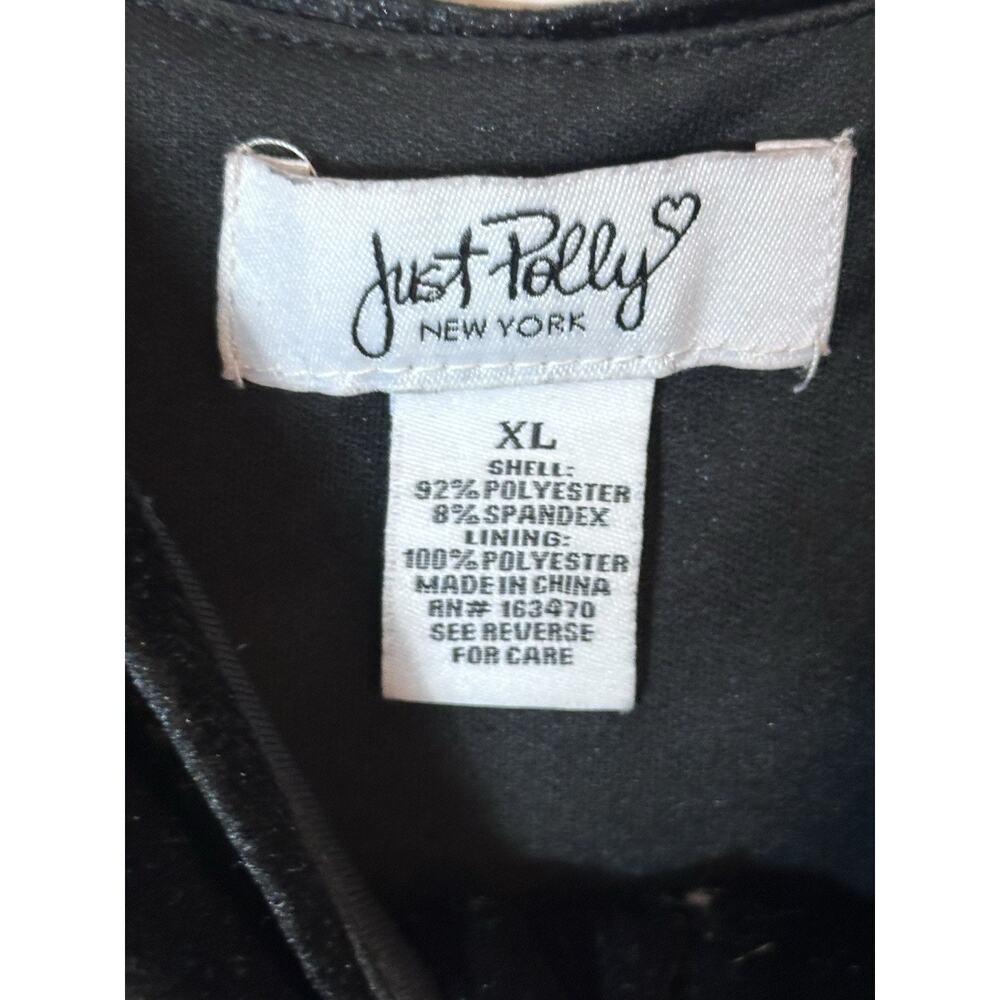 Just Polly Dress Womens Size XL Black Draped Waist Cutout Slit Midi Party Velour - Picture 4 of 9